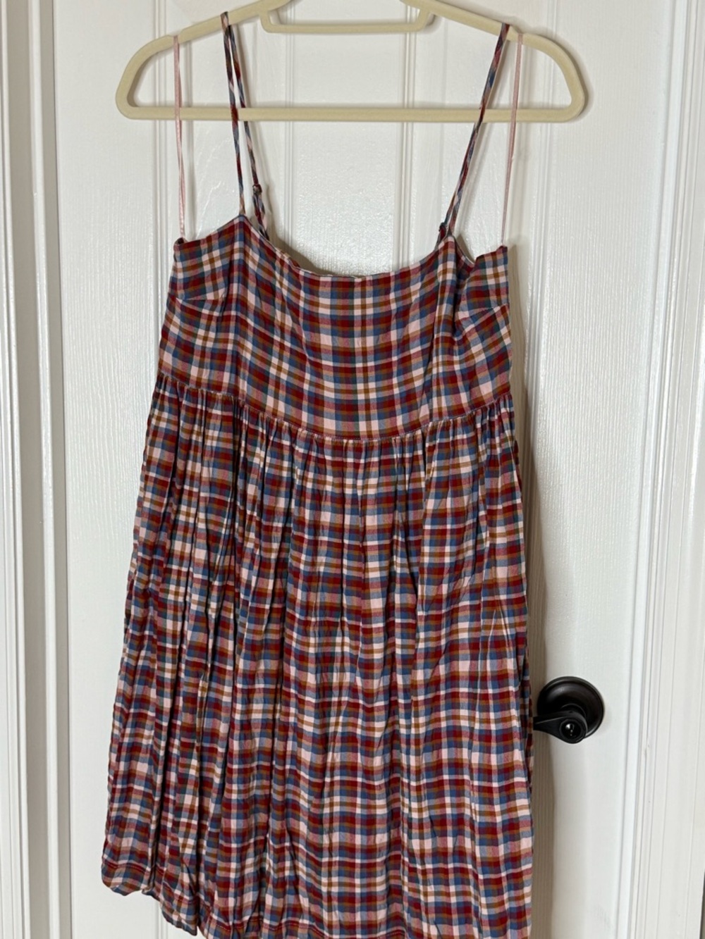 Lucky Brand Plaid Spaghetti Strap Babydoll Dress - Red & Blue Size M